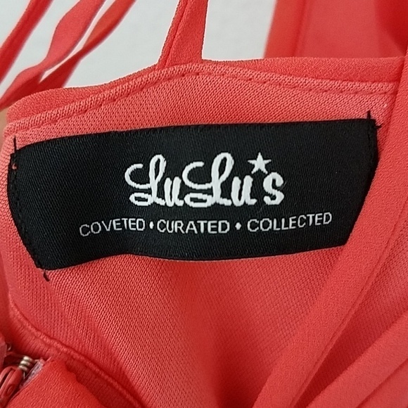 𝅺lulu's coral strappy together dress sz medium mini - Picture 5 of 7